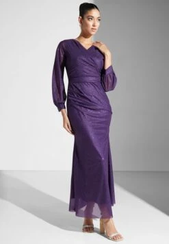 Puff Sleeve Bodycon Shimmer Dress