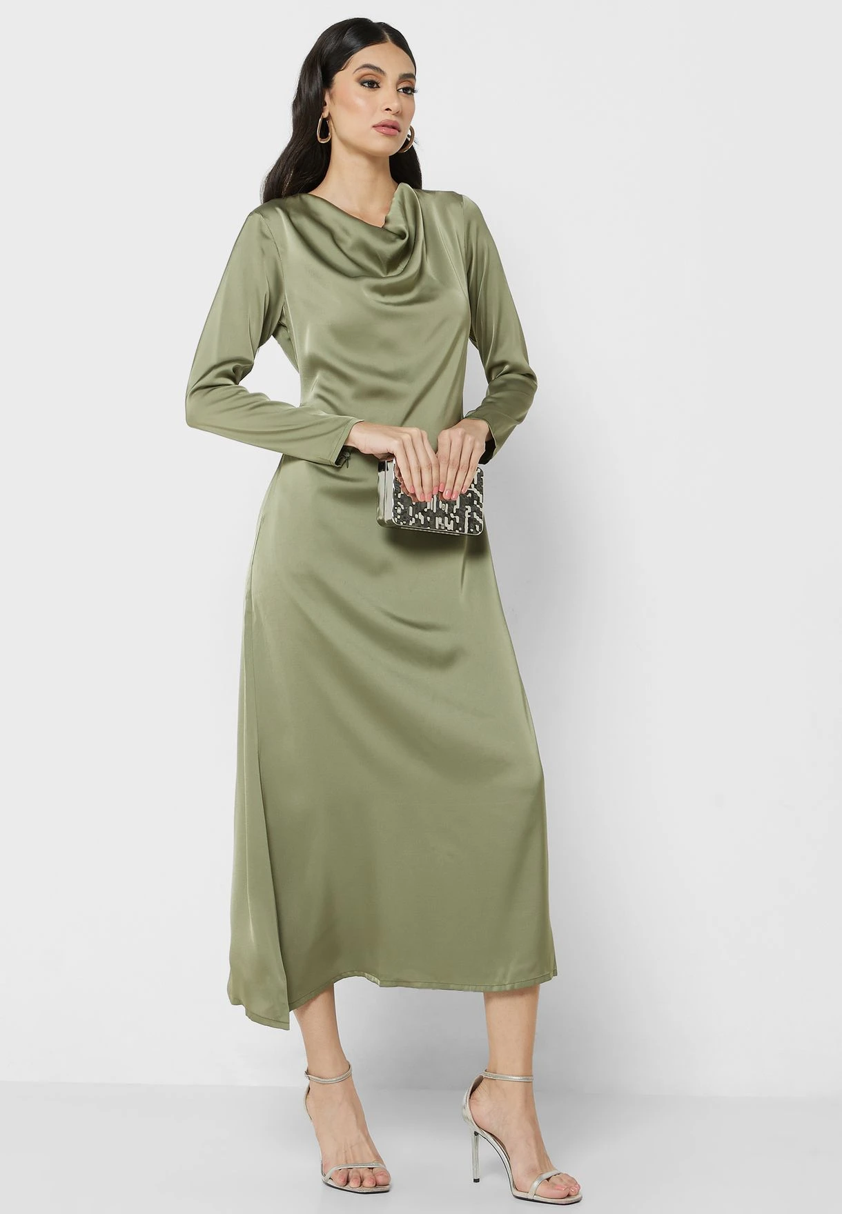 Cowl Neck Satin Dress 1 Cowl Neck Satin Dress