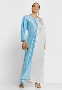 Twist Front Balloon Sleeve Contrast Detail Dress