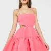 Bardot Cut Out Detail Ruffle Dress