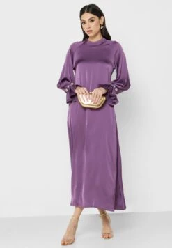 Puff Sleeve Satin Dress