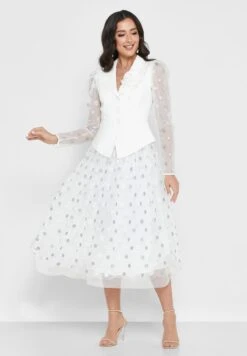 Button Detail Printed Puff Sleeve Dress