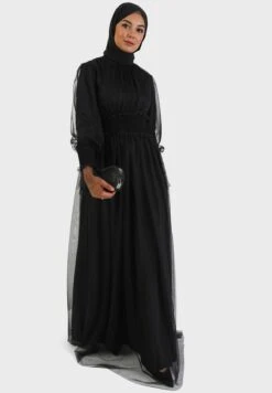 Ruched Waist Mesh Tiered Dress