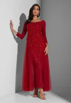 Tulle Detail Embroidered Dress