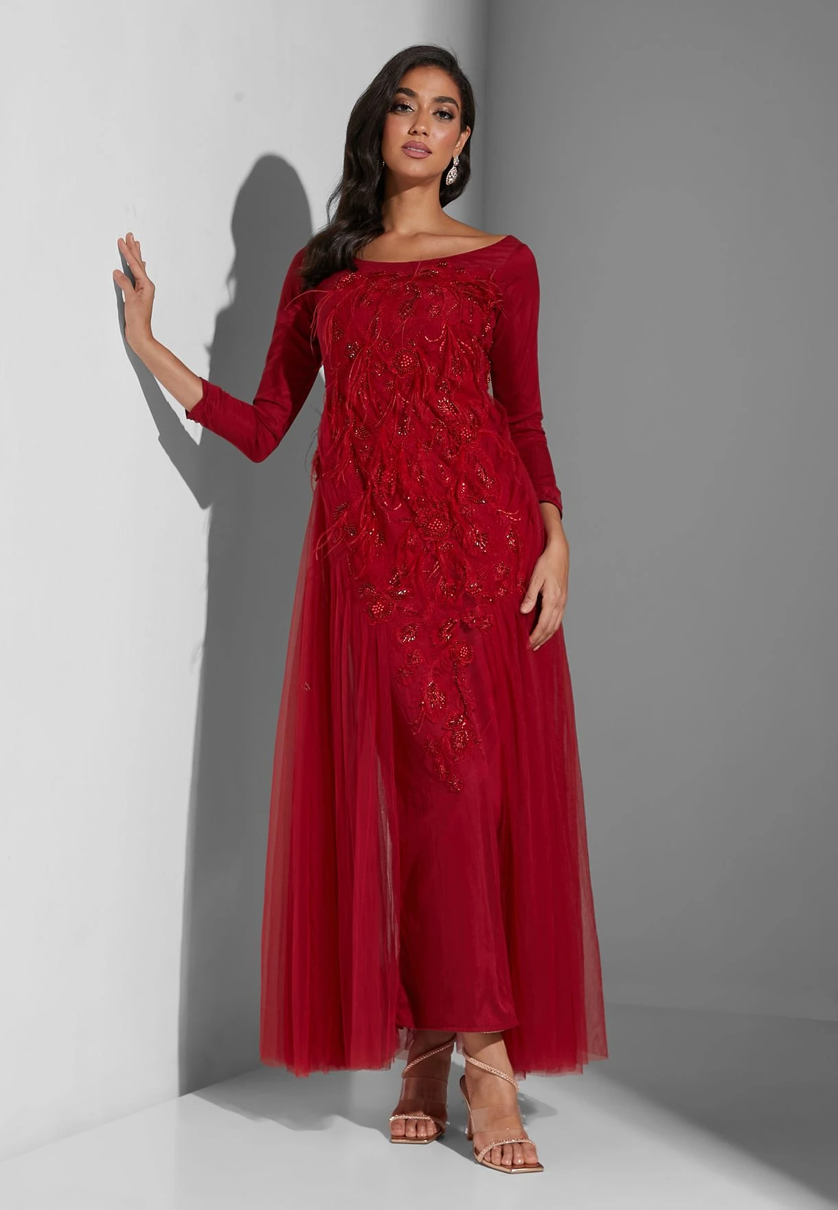 Tulle Detail Embroidered Dress 1 Tulle Detail Embroidered Dress