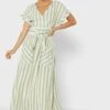Belt Detail Striped Dress