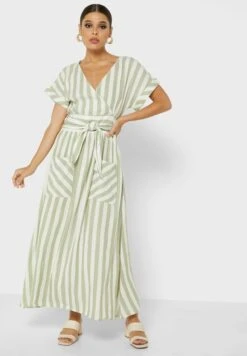 Belt Detail Striped Dress