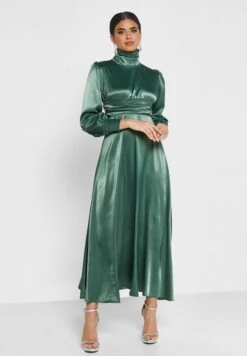 High Neck Puff Sleeve Dress