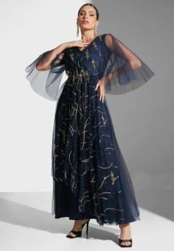 V-Neck Mesh Tiered Dress