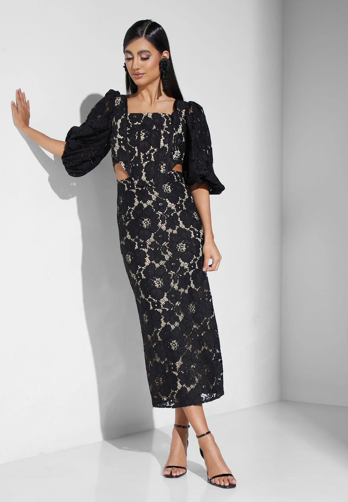 Balloon Sleeve Lace Detail Dress 1 Balloon Sleeve Lace Detail Dress