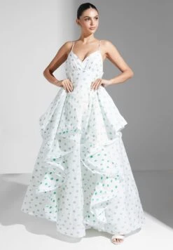 Printed Strappy Ruffle Dress