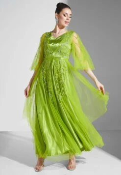 Embellished Mesh Tiered Dress