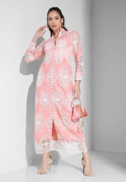 Front Slit Button Detail Printed Dress