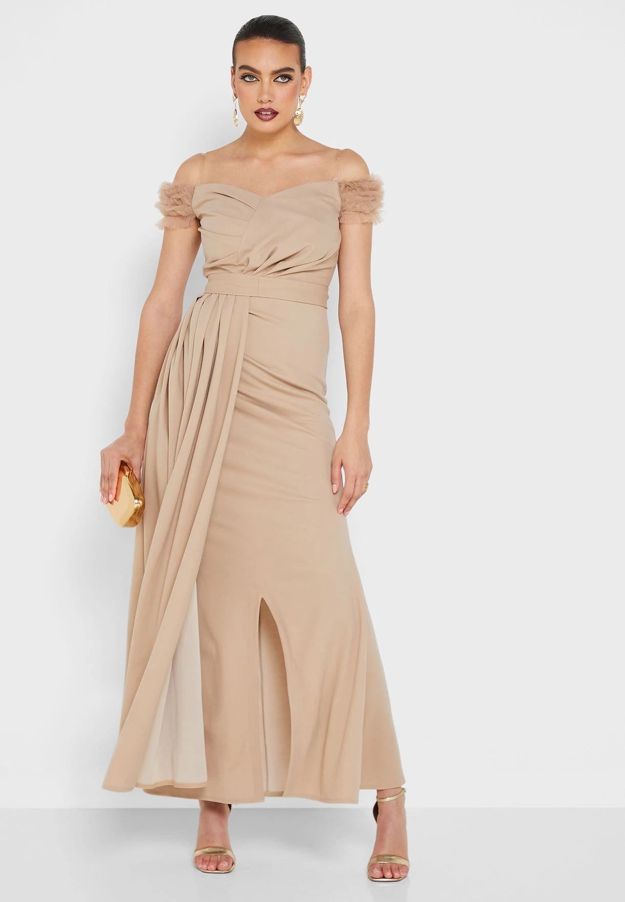 Cold Shoulder Belted Tiered Dress 1 Cold Shoulder Belted Tiered Dress