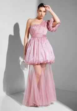 One Shoulder Balloon Sleeve Dress