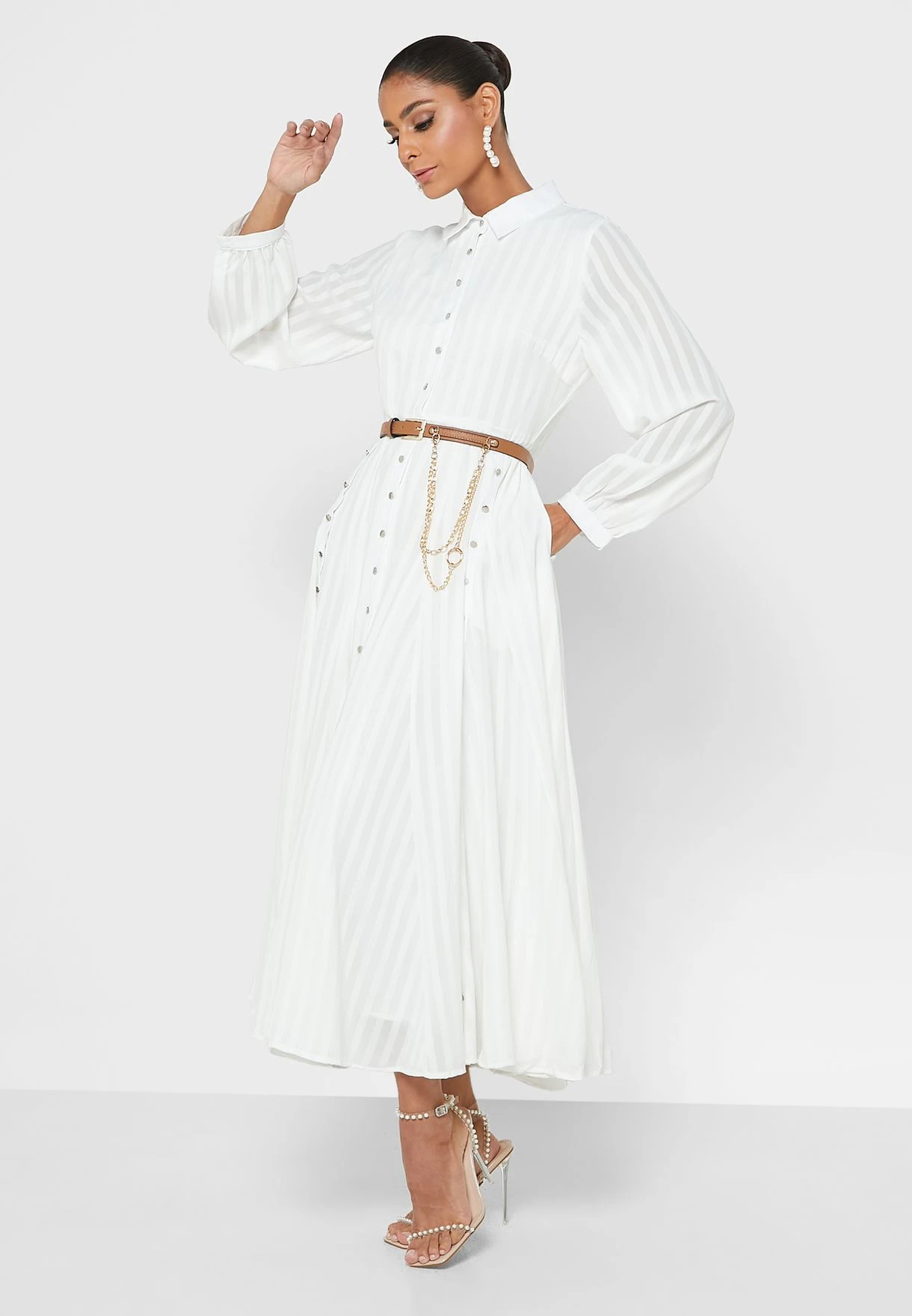 Pleated Button Detail Dress 1 Pleated Button Detail Dress