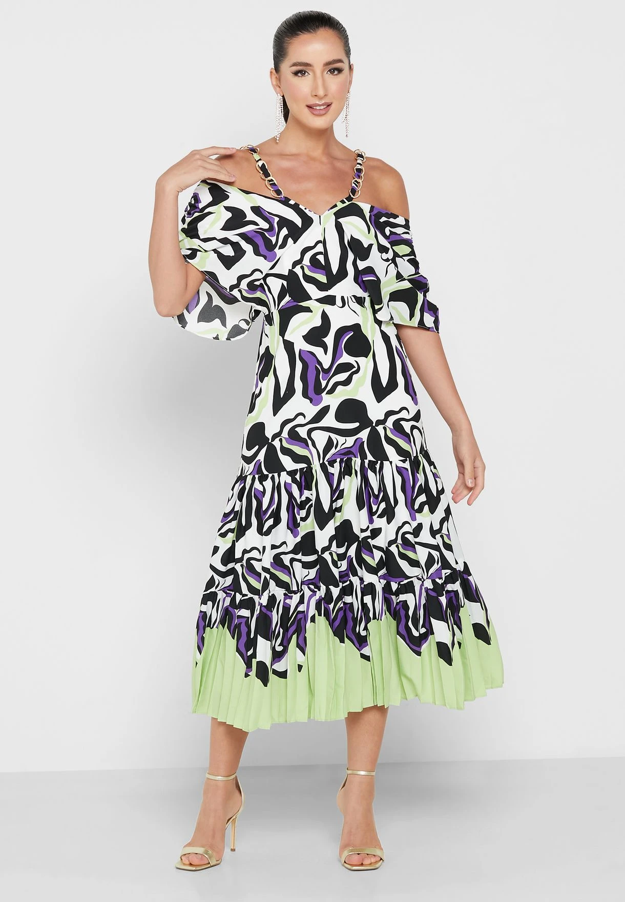 Printed Plisse Hem Dress 1 Printed Plisse Hem Dress