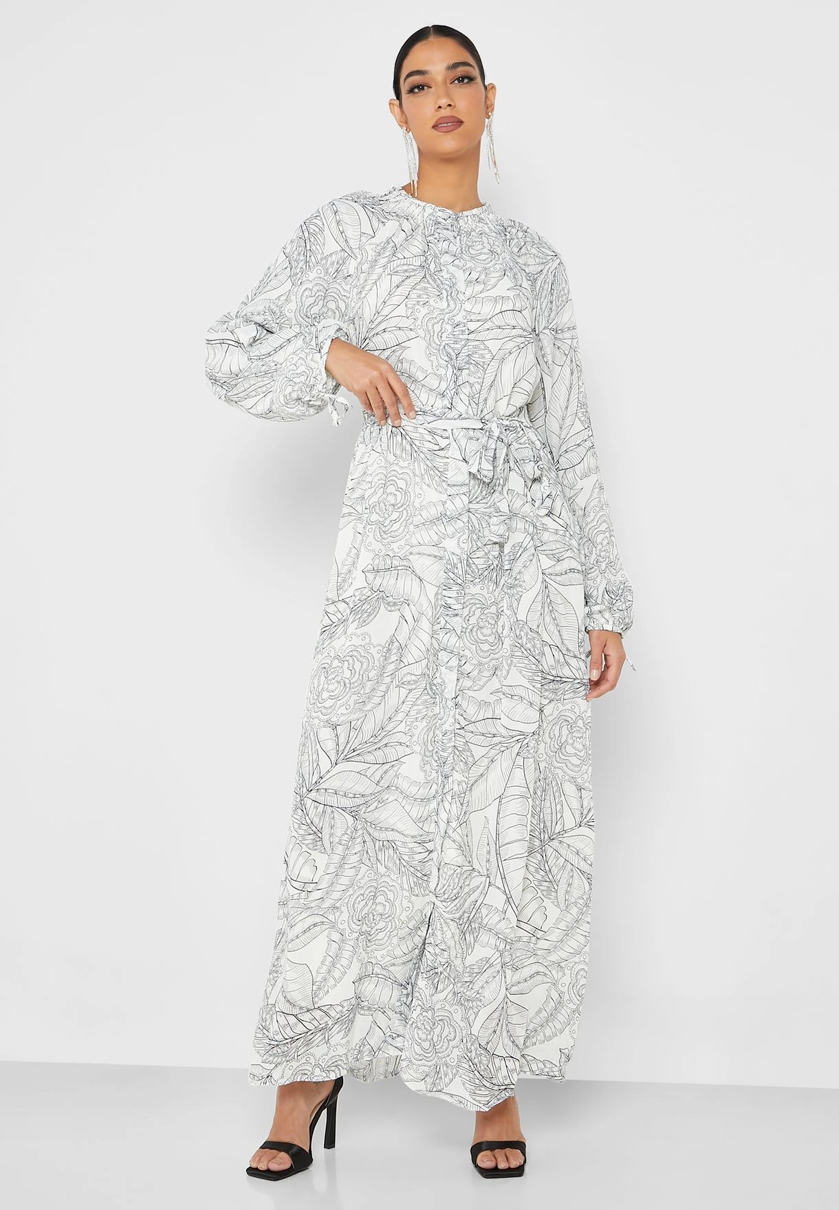 Printed Ruched Waist Tiered Dress 1 Printed Ruched Waist Tiered Dress