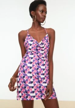 Trendyol Cowl Neck Printed Strappy Dress