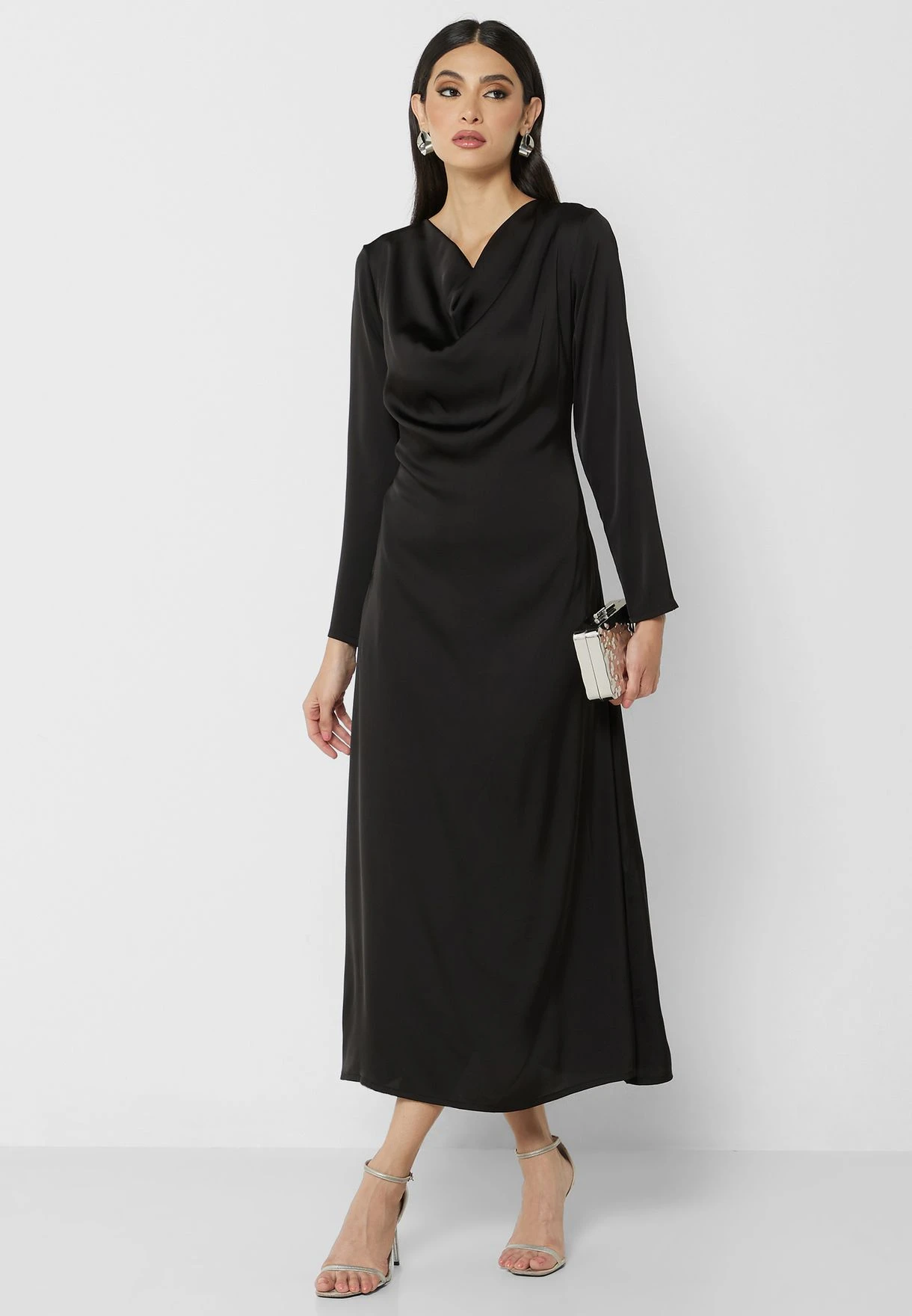 Cowl Neck Satin Dress 1 Cowl Neck Satin Dress