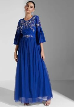Embroidered Flared Sleeve Tiered Dress