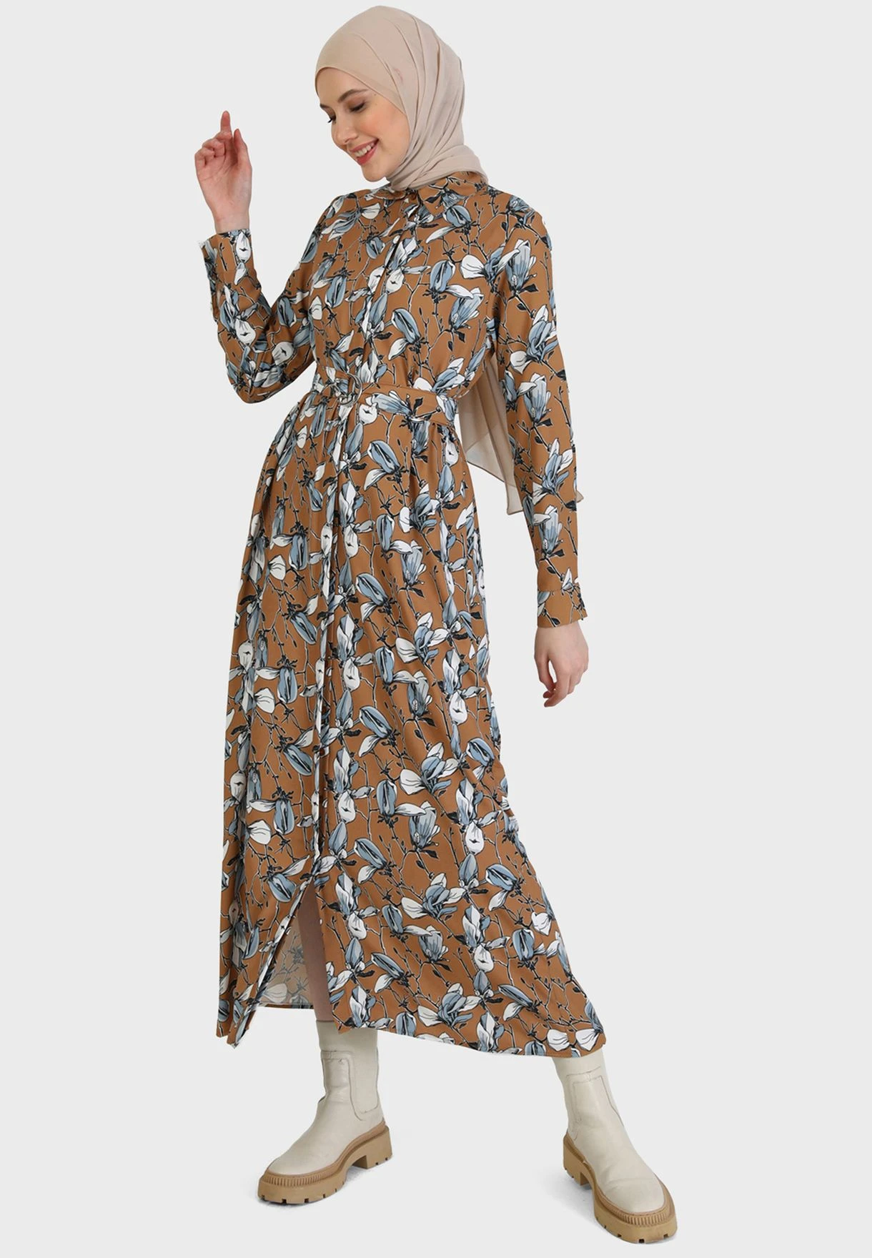 Floral Print Belted Dress 1 Floral Print Belted Dress