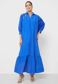 Puff Sleeve Embroidery Detail Dress