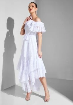 Bardot Tiered Asymmetrical Dress