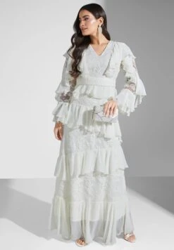 Ruffle Embroidered Dress