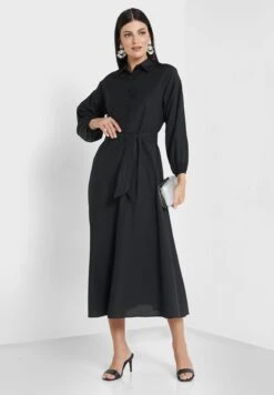 Collared Solid Dress