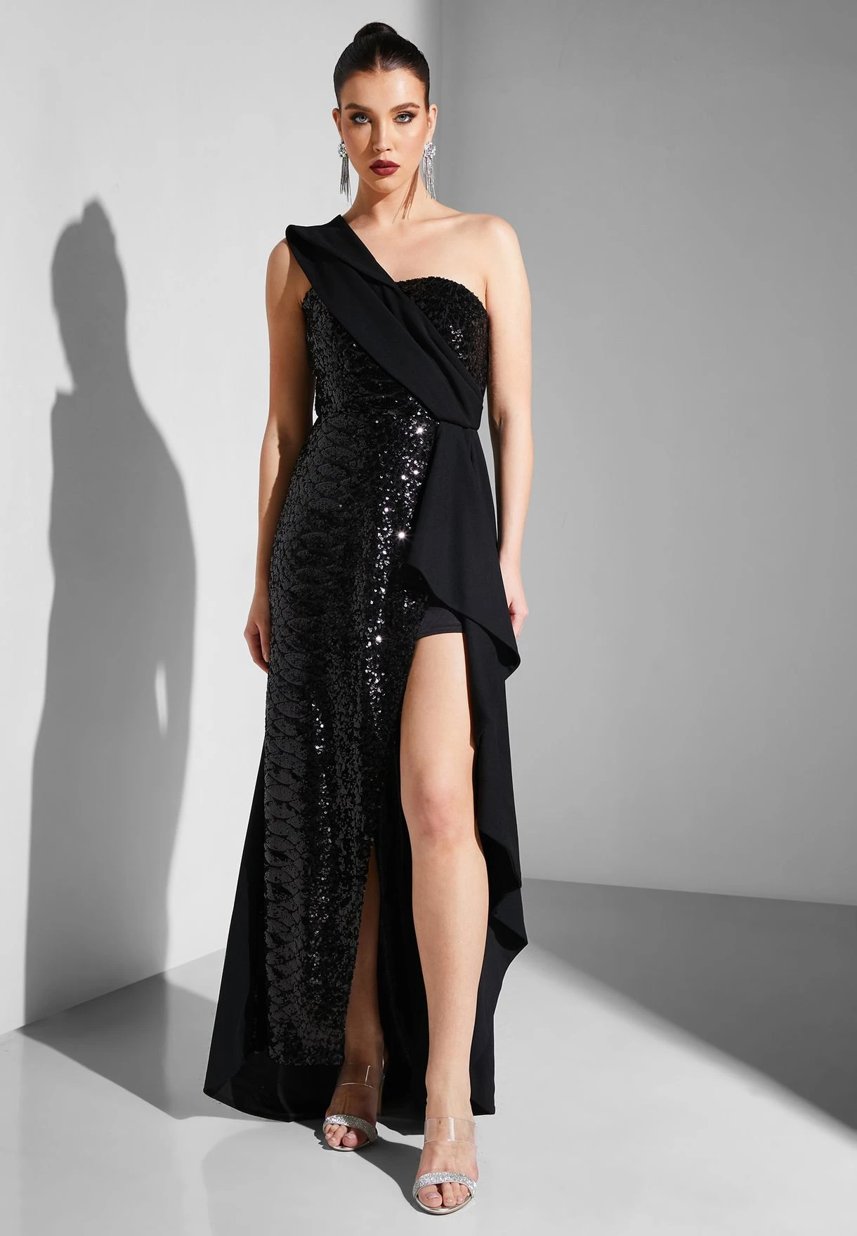 One Shoulder Front Slit Dress 1 One Shoulder Front Slit Dress