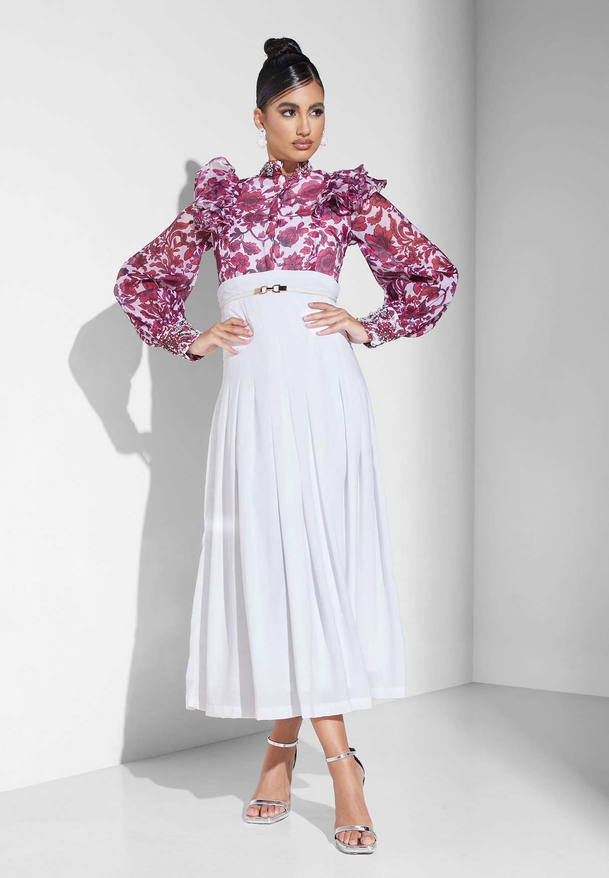 Ruffle Sleeve Pleated Dress 1 Ruffle Sleeve Pleated Dress