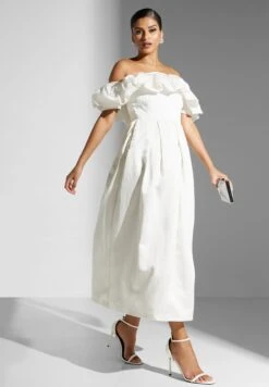 Bardot Ruffle Pocket Detail Dress