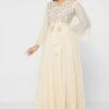 Flute Sleeve Embellished Tiered Dress