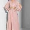 Surplice Neck Belted Puff Sleeve Dress