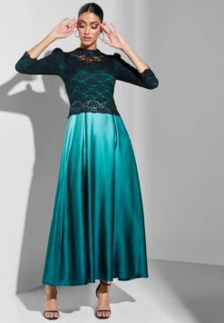 Colorblock Lace Insert Dress