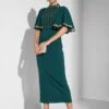 Cape Sleeve Embellished Dress