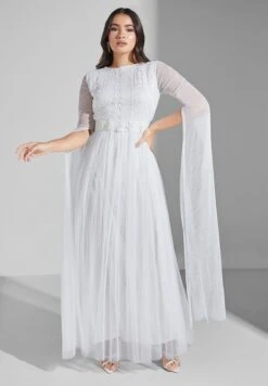 Split Sleeve Tiered Mesh Dress