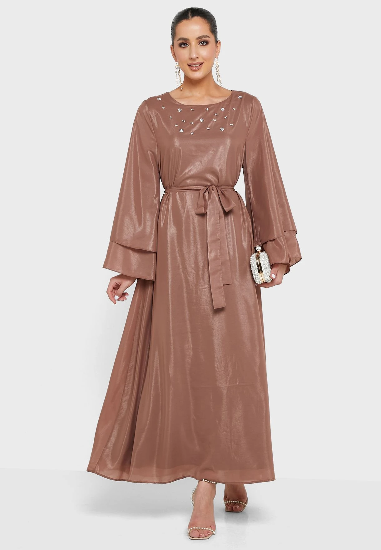 Embellished Ruffle Sleeve Dress 1 Embellished Ruffle Sleeve Dress