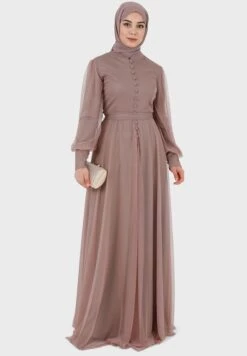 Button Detail Mesh Tiered Dress