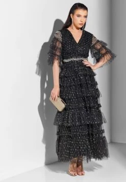 Embroidered Dress With Ruffle Detail