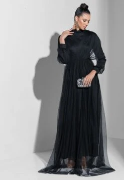 Embroidered Tulle Detail Dress