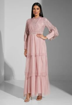 Shimmer Sleeve Layered Dress