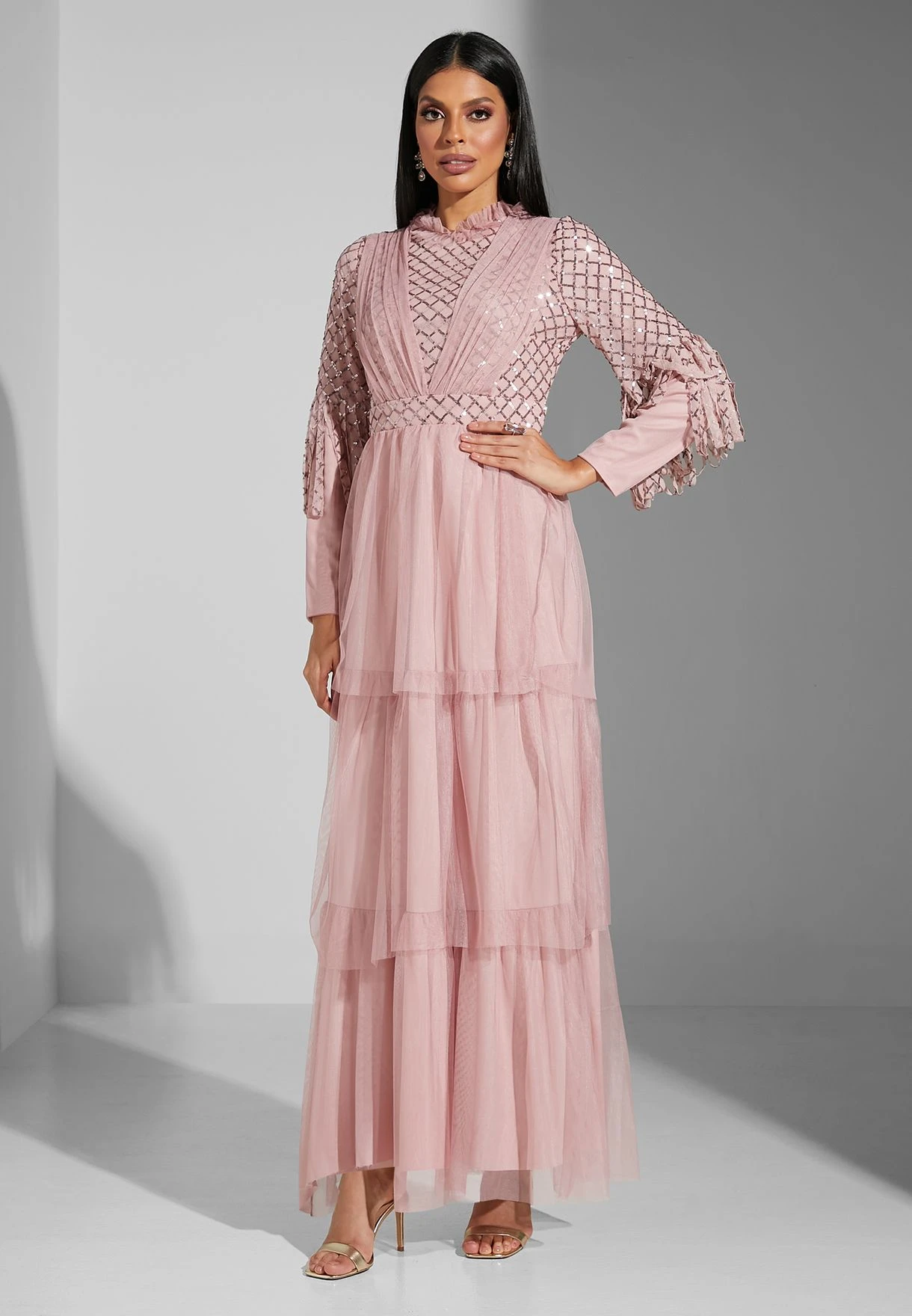 Shimmer Sleeve Layered Dress 1 Shimmer Sleeve Layered Dress