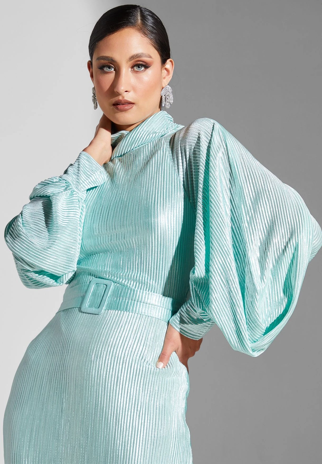 Puff Sleeve Shimmer Dress 1 Puff Sleeve Shimmer Dress