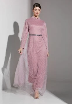 Lace Belted Flared Dress