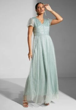 Shiny Puff Shoulder Gown