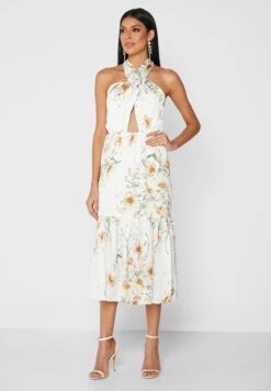 Halter Neck Floral Print Dress