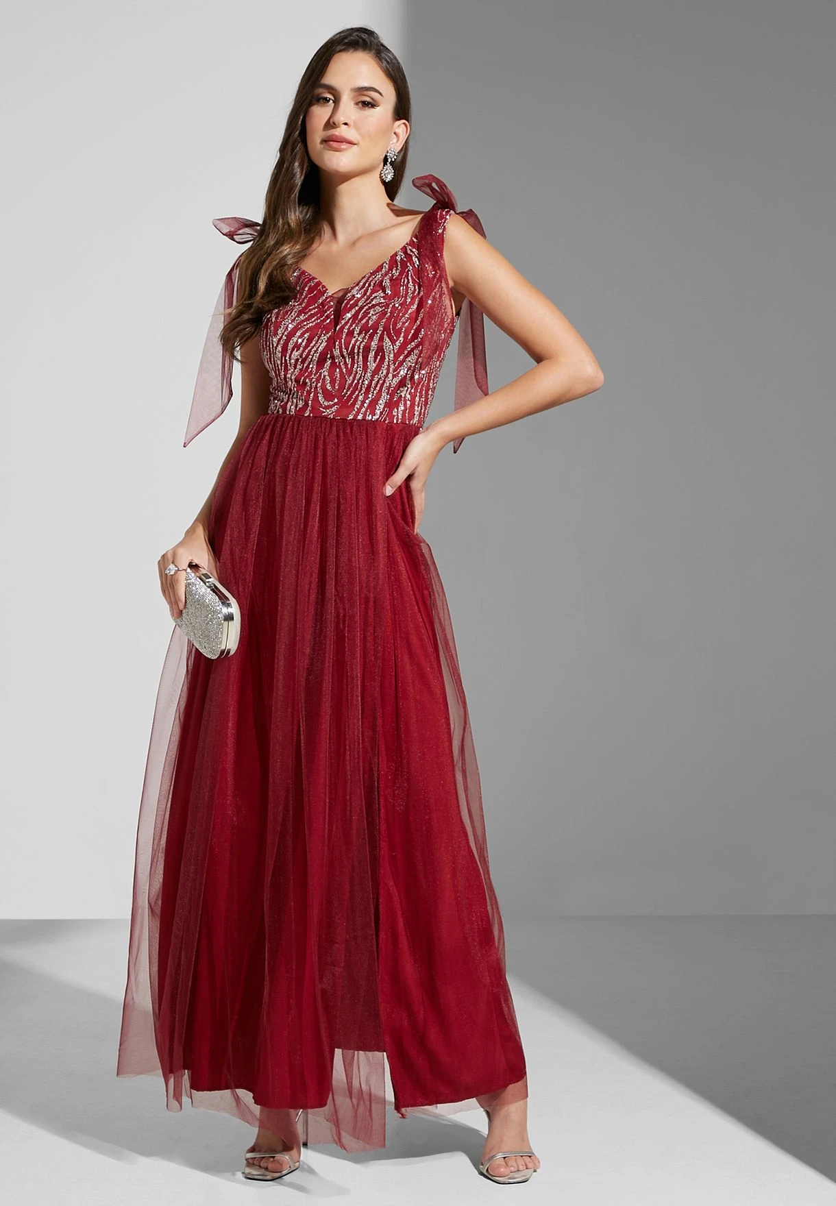 Shimmer Detail Slit Gown 1 Shimmer Detail Slit Gown