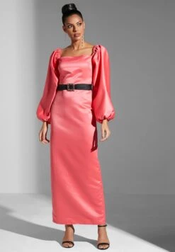 Puff Sleeve Belted Dress